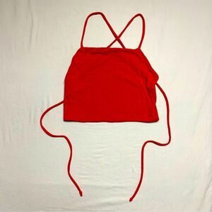 Vintage Y2K Red ESpirit Tank Halter Top Women's S Summer Crop Sexy Beach Sun